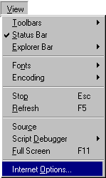 Setting 'Internet Options' for Internet Explorer